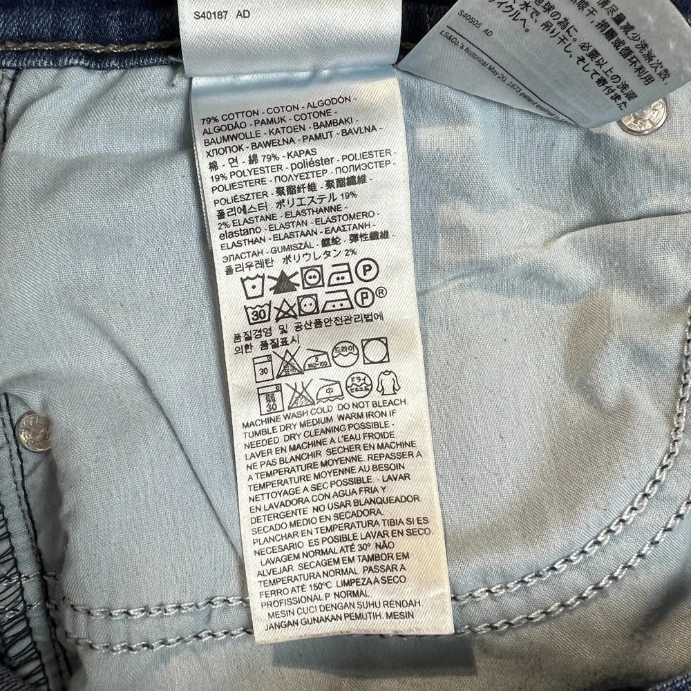 Levis Slimming Straight Jeans Womens 32 Blue Stretch Denim Medium Wash Pockets - Picture 9 of 15